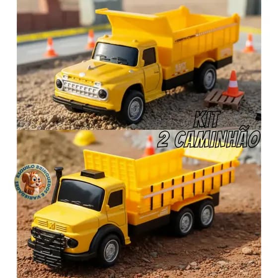 Miniatura Caminhão Mercedes Benz 1113 + Caminhão Ford Antigo (Kit 2 peças - Metal)