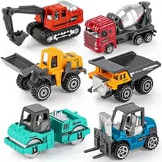 Kit Mini Carrinhos Construção Trator Escavadeira Caminhão Empilhadeira Betoneira Basculante Die Cast