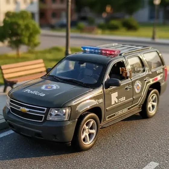 Miniatura Carro de Polícia Viatura Rota Polícia Militar Estilo Blazer 1/36