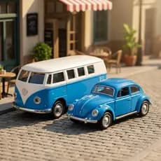 Kit Miniatura Kombi e Fusca ou Dodge e Fusca Clássico Miniatura Carrinho Coleção