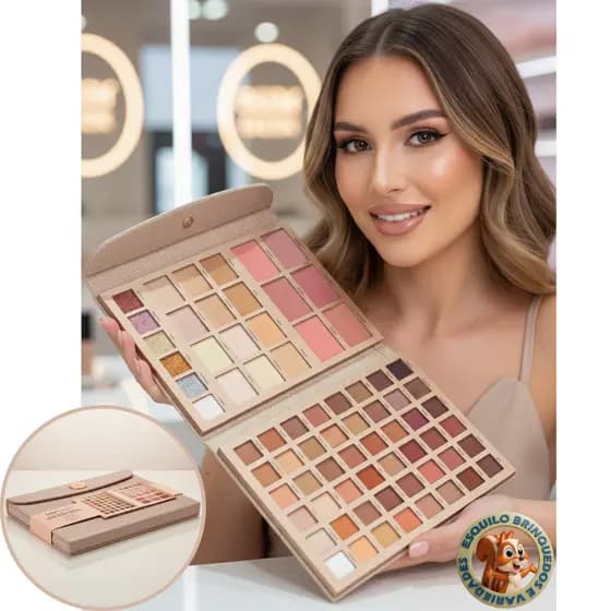 Make Estojo de Maquiagem Multifuncional Sarah's Beauty Paleta 72 Itens Sombra Blush Contorno Iluminador Sarahs Beauty