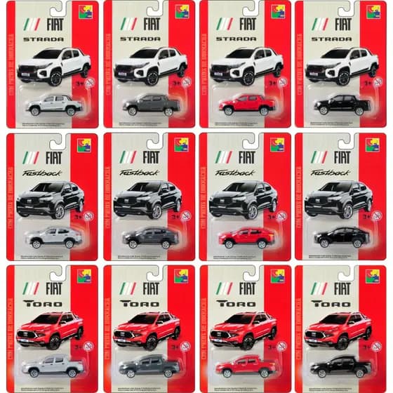 Carro Miniatura Fiat Toro Fiat Strada Fiat Fastback 1/64 CKS MINIATURA FIAT