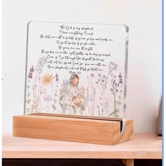 Placa Decorativa Cristã Salmo 23 em Inglês