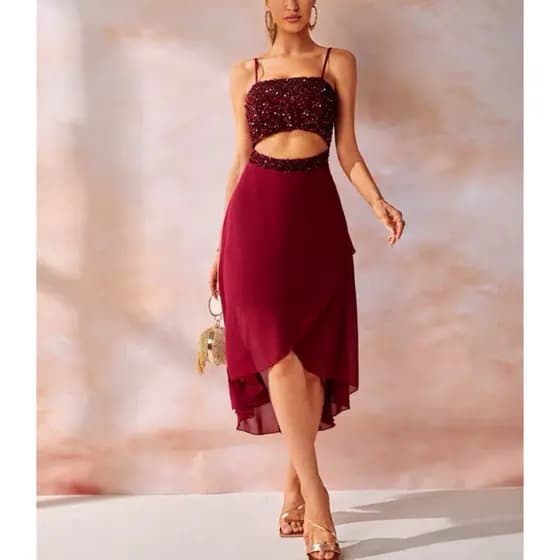 Vestido Feminino de Festa com Lantejoulas