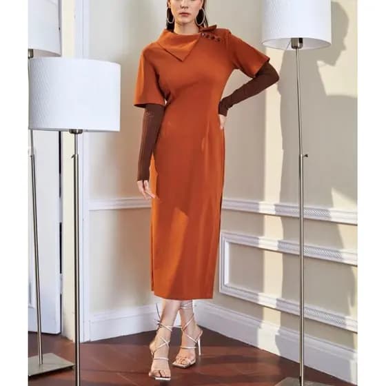 Vestido Feminino Midi Manga Longa