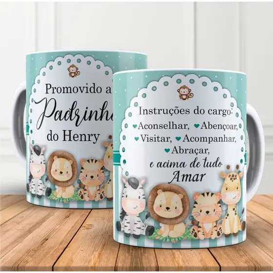 Caneca personalizada madrinha padrinho com nome e frase dinda dindo de consagração para presentear seus padrinhos 10