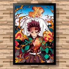 Demon Slayer - Quadros Decorativos com moldura e acetato - Kimetsu No Yaiba Tanjiro, Anime, e Nezuko Kamado