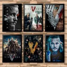 Quadro Decorativo Vikings | Poster Série com Moldura e acetato | Decoração Geek Nerd