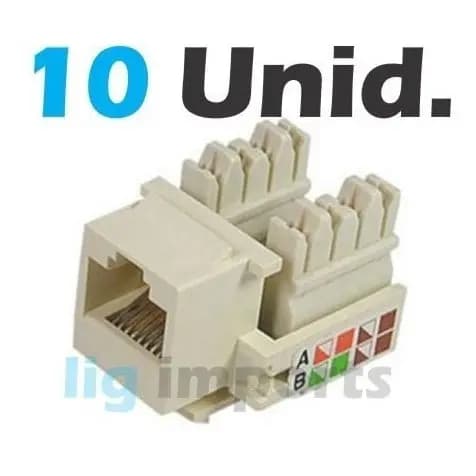 Kit Com 10 Conectores Rj45 Femea Keystone 8 Vias - Realengo