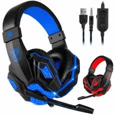 Fone De Ouvido Gamer Heatse Com Microfone Led Azul Para Pc/Ps4/Ps5/Xbox One-X