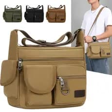 Bolsa De Ombro Lona Transversal Multiuso Impermeável Retrô