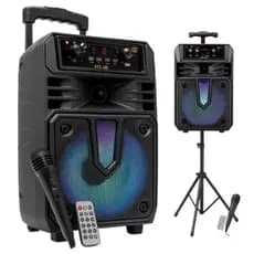 Caixa De Som Amplificada Bluetooth 100w Com Rodas + Microfone + Controle