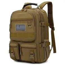 Mochila De Lona Camping Tática Militar 50L Reforçada Impermeável + Patch EUA