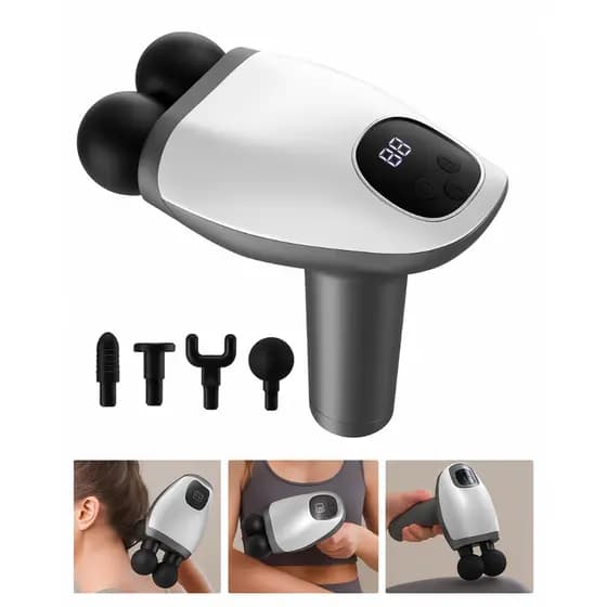 Massageador Elétrico Pistola Profissional Cabeça Dupla 10 Em 1