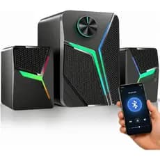 Caixa De Som Bluetooth Subwoofer Gamer Rgb 3 Em 1 Potente Pc