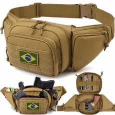 Pochete Bolsa Tática Militar Multiuso Impermeável + Patch Br