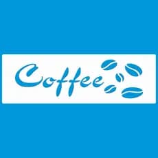 STENCIL 8 x 25 PALAVRA COFFEE MOLDE VAZADO PINTURA TECIDO MDF MADEIRA PAREDE CAMISETA PANO PRATO