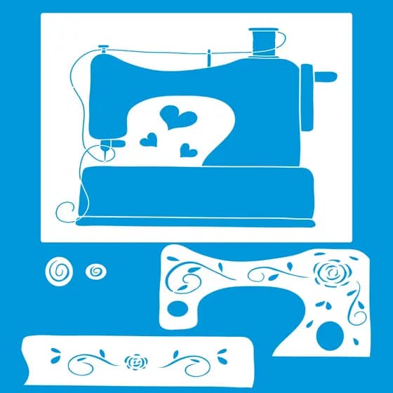 STENCIL 28 x 38 MÁQUINA DE COSTURA VAZADO PARA PINTURA EM TECIDO MDF MADEIRA PAREDE CAMISETA