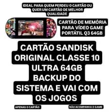 Cartão Para Vídeo Game Portátil Q3 (Apenas o Cartão de Memória) Backup Vai com Jogos