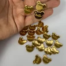 Kit tag Ursinho acrilico prata rose dourado espelhado nome cha de bebe cheguei inicial personalizado para bebes nenem