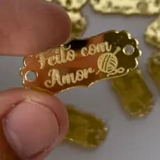 Kit 50 Unidades  Etiqueta Moldurinha Escrita Feito com Amor