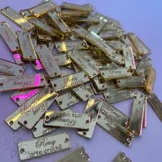 KIT COM 70 Etiquetas Personalizadas Acrilico Espelhado 3X1