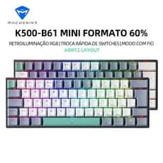 Teclado Machenike K500-B61w Mini Teclado Mecânico 60% ABNT2 Layout RGB Backlight  Wired Gaming  PC Gamer sem fio