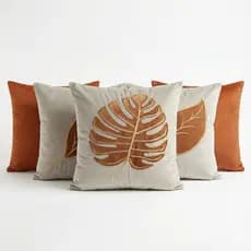 Kit 5 Almofadas Luxo Suede Aveludado Bordado Cobre Costela de Adão Sofá Sala 45x45cm
