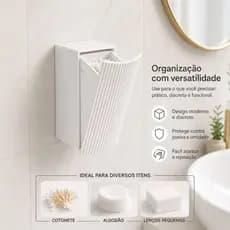 Porta Cotonete De Parede Organizador Banheiro Com Fita Adesiva