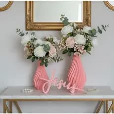 Kit Decorativo Vaso e Palavra Jesus  Decoração Cristã Moderna