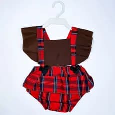 Romper Xadrez Vermelho Caipirinha – Fantasia Infantil para Festa Junina, Mesversário e Ensaios