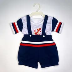 Conjunto Infantil Bebê Marinheiro Suspensório Enxoval Aniversário Festa - Azul e Branco