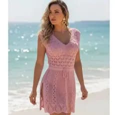 Vestidos Feminino Saída de Praia ou Piscina  Leve Curta - Elegante Estilosas Coloridas-Tamanho Unico