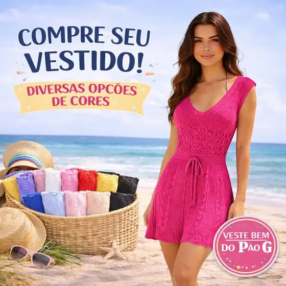 Saida De Praia Moda Praia Tricot Crochê Rendada Luxo Tricot Premium Elegante Tamanho Unico 1 peça