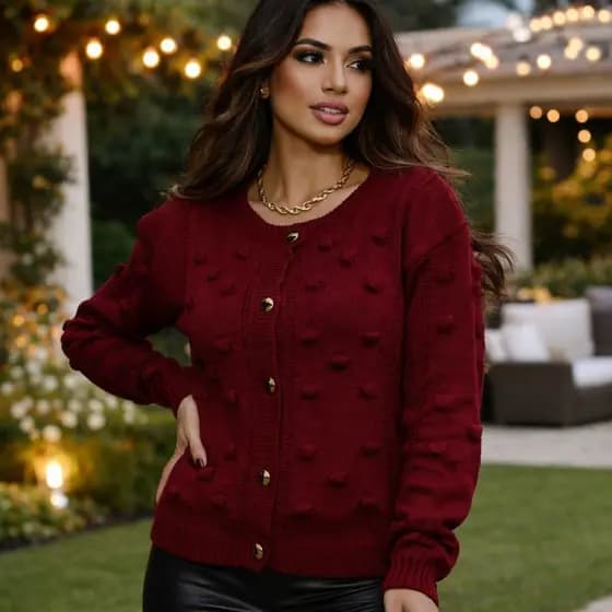 Casaco Feminino de Tricot com Botão, Conforto e Luxo para o Inverno