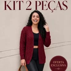 Kit 2 Casaco Aberto Feminino Tricot  Cardigã Kimono Roupa de Inverno Confortavel Quentinho