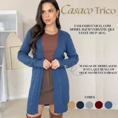 Casaco Aberto Senhora Trico Feminino Donna Tink Elegante Lançamento