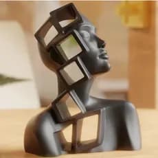 Escultura Abstrata de Busto e Formas Geométricas - Decoração Casa Escultura 3D