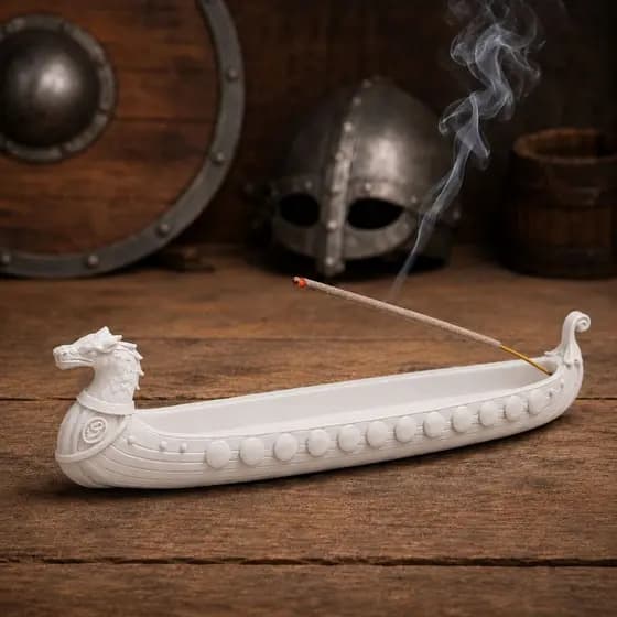 Incensário Barco Viking Decorativo Porta Incenso Medieval Zen Nórdico Exclusivo