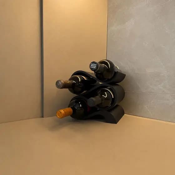 Porta Vinho Adega De Mesa Preta 6 Garrafas Suporte Decorativo Moderno Para Bancada Bar Cozinha