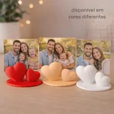 Porta Retrato Coração Fotos Decor Mesa Presente Família Amor Casal