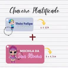 Kit 2 Etiqueta Chaveiro Personalização para Identificação Mochilas e Estojos