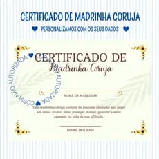 Certificado de Madrinha Padrinho Coruja Personalizado - Impressão em Alta Qualidade -