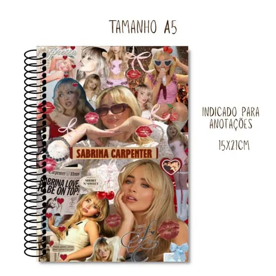 Caderno Sabrina Carpenter para Anotações / Capa Dura / 50 folhas