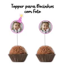 Topper Topo para Docinhos com Foto da Criança Adulto Formatura Despedida de Solteiro Casamento