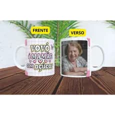 Caneca Personalizada Dia das Mães para Avó com Foto - Vovó é Mãe com Açúcar