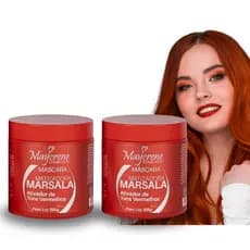 Kit 2 Máscaras Marsala 500g Cabelos Vermelhos Ruivos Ativador de Cores Vermelhas