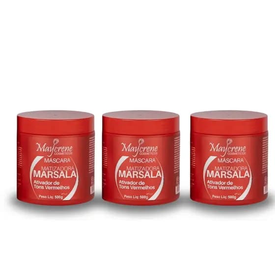 Kit 3 Máscaras Marsala 500g Cabelos Vermelhos Ruivos Ativador de Cores Vermelhas