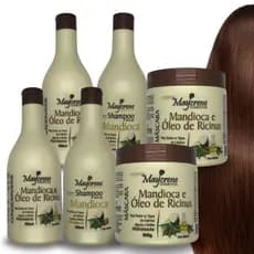 Kit Mandioca Nutri Repara Fios Danificados, Secos e Quebradiços - Shampoo - Condicionador - Máscara