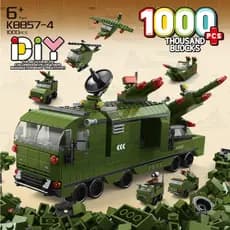 Blocos De Montar Esquadrão Anti Aéreo Helicóptero Caminhão Militar1000pc 6 Em 1 Bloxi